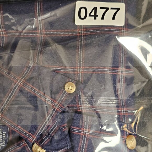 Cherokee Mens Short Sleeve Button-Up Blue Navy Plaid Shirt L - Picture 6 of 7